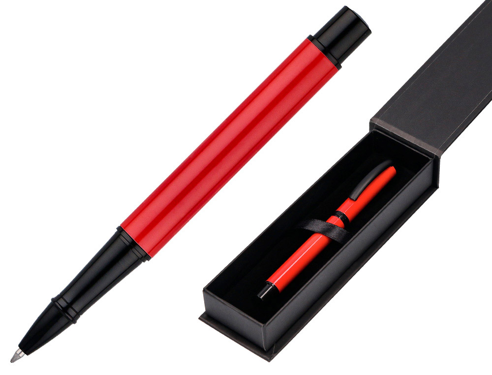 ROLLER BELIUS TURBO ALUMINIO COLOR ROJO Y NEGRO TINTA AZUL CAJA DE DISEO