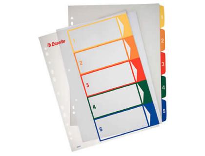 SEPARADOR NUMERICO ESSELTE PLASTICO 1-5 JUEGO DE 5 SEPARADORES IMPRIMIBLES DIN A4+ MULTITALADRO