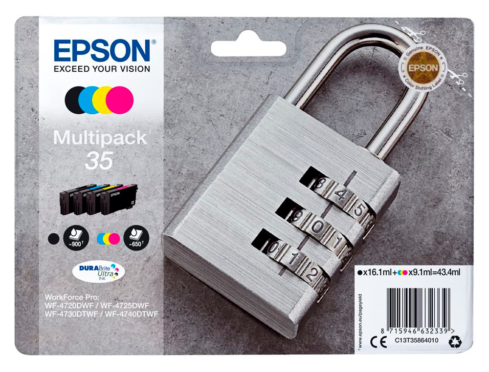 INK-JET EPSON 35 T3586 PRO WF-4720DWF / 4725DWF / 4730DTWF / 4740DTWF MULTIPACK NEGRO AMARILLO CIAN MAGENTA