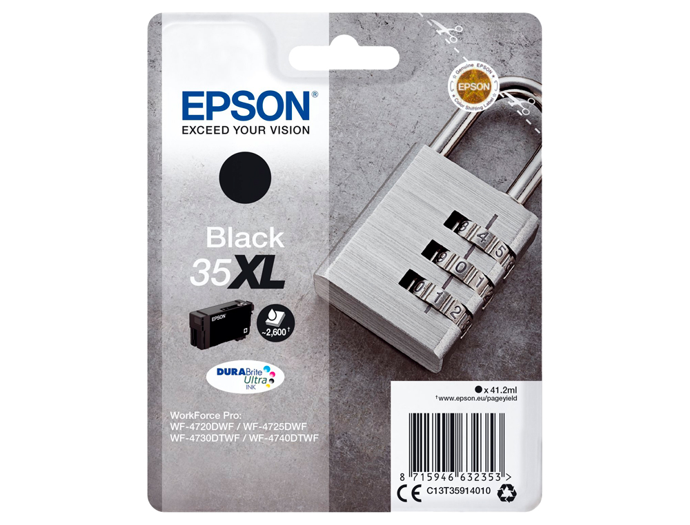 INK-JET EPSON 35XL T3591 PRO WF-4720DWF / 4725DWF / 4730DTWF / 4740DTWF NEGRO ALTA CAPACIDAD 1900 PAGINAS