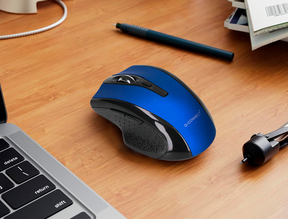 RATON Q-CONNECT OPTICO INALAMBRICO 1000 DPI RECEPTOR USB 2,4 GHZ AZUL