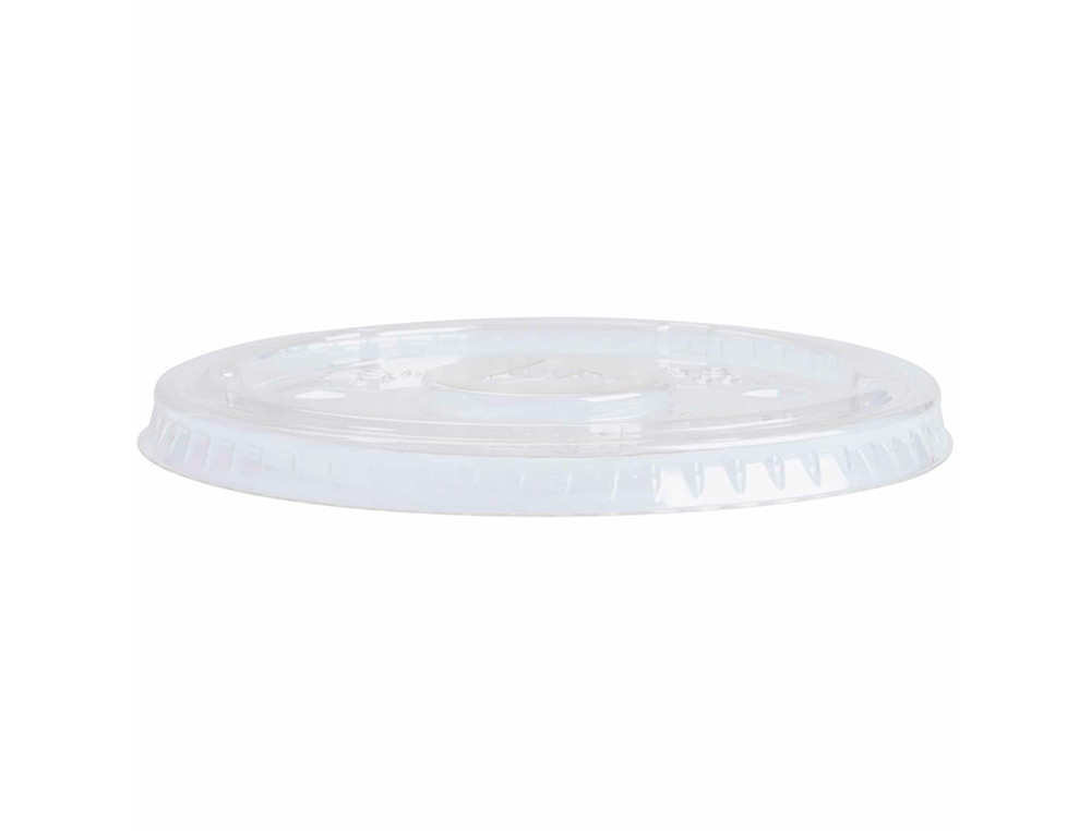 TAPA DE PLASTICO BIODEGRADABLE PARA VASO DE 195/220 CC PAQUETE DE 100 UNIDADES