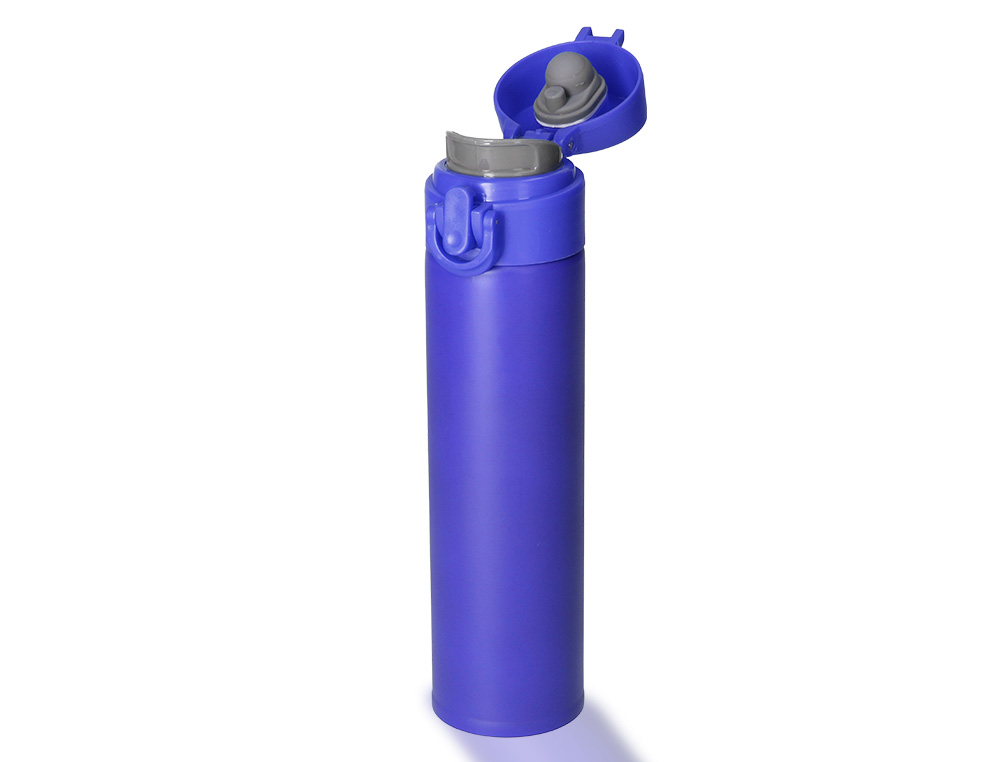 TERMO LIDERPAPEL ACERO INOXIDABLE CON DOBLE COBERTURA Y SISTEMA DE APERTURA FACIL CON BOTON 330 ML