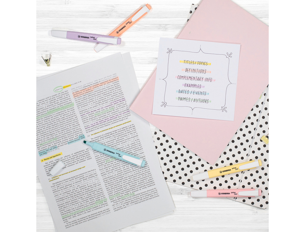 ROTULADOR STABILO FLUORESCENTE FINO SWING COOL PASTEL ESTUCHE DE 8 UNIDADES COLORES SURTIDOS