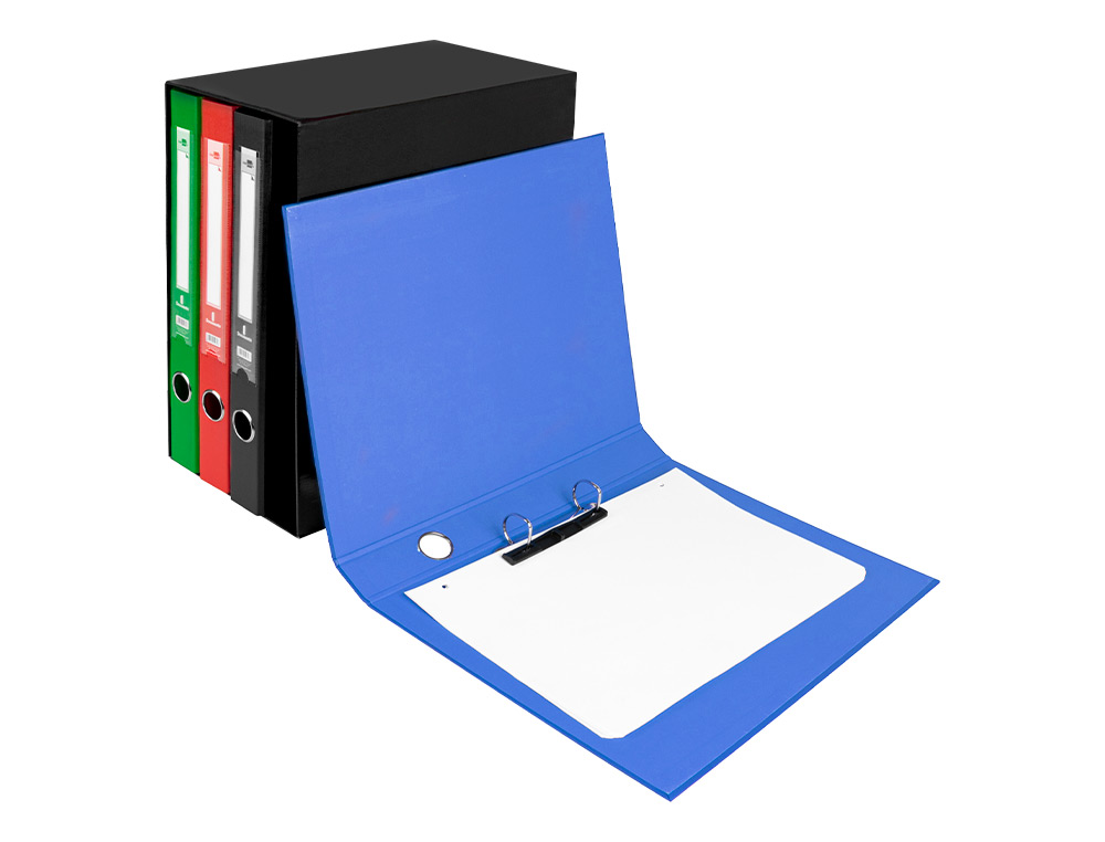 MODULO LIDERPAPEL 4 ARCHIVADORES FOLIO 2 ANILLAS MIXTAS 25MM COLORES SURTIDOS