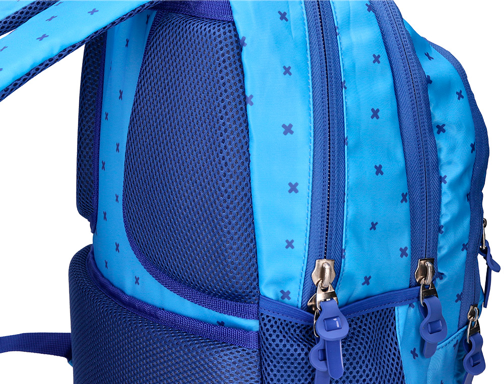 MOCHILA ESCOLAR LIDERPAPEL MULTIBOLSILLO PARA PORTATIL AZUL CRUCES 450X145X300 MM