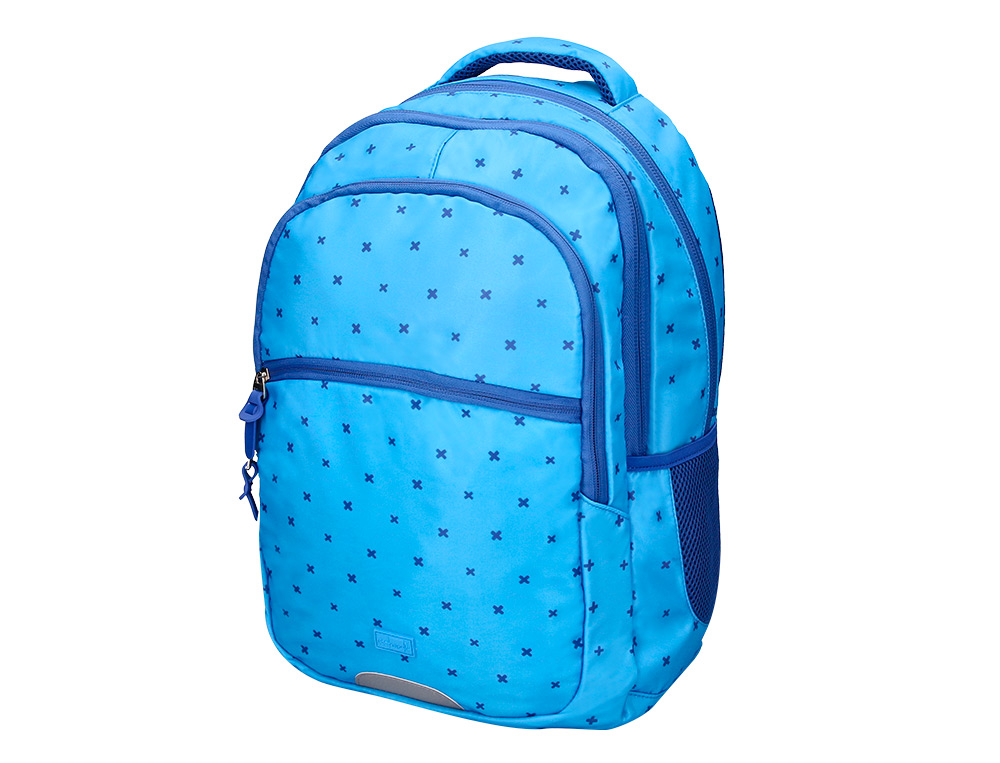 MOCHILA ESCOLAR LIDERPAPEL MULTIBOLSILLO PARA PORTATIL AZUL CRUCES 450X145X300 MM