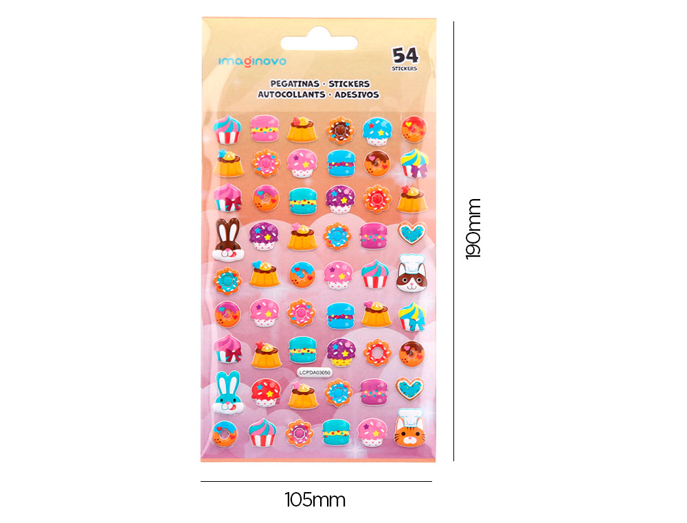 PEGATINAS IMAGINOVO DULCES MAGIC DREAMS CON RELIEVE 190X105 MM EN BLISTER