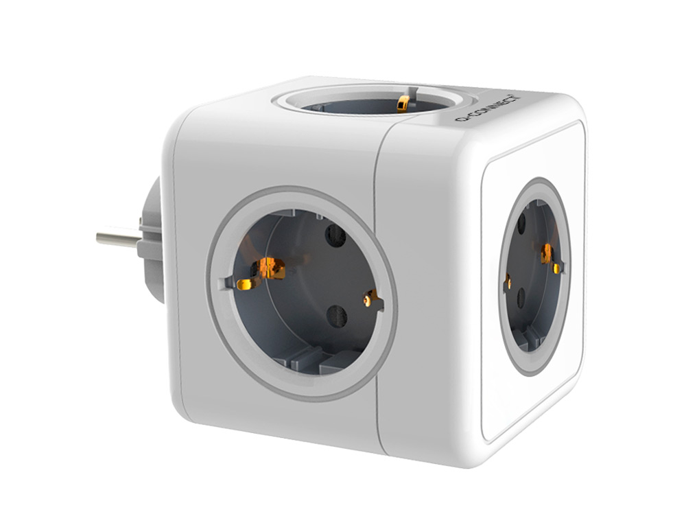 REGLETA Q-CONNECT DE CUBO ENCHUFE MULTIPLE POWER CUBE 5 EN 1 DIRECTO A PARED 5 TOMAS DE CORRIENTE 75X75X112MM