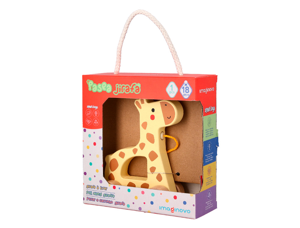 JUEGO INFANTIL IMAGINOVO MADERA JIRAFA PARA ARRASTRAR CON RUEDAS +12 MESES 16X12X5,4CM