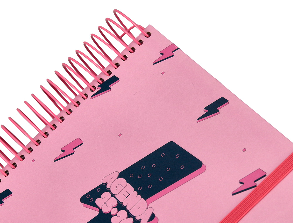 AGENDA ESCOLAR LIDERPAPEL 25-26 ESPIRAL PATTERNS RAYOS ROSA SEMANA VISTA A6 BILINGÜE PAPEL FSC 80 GR