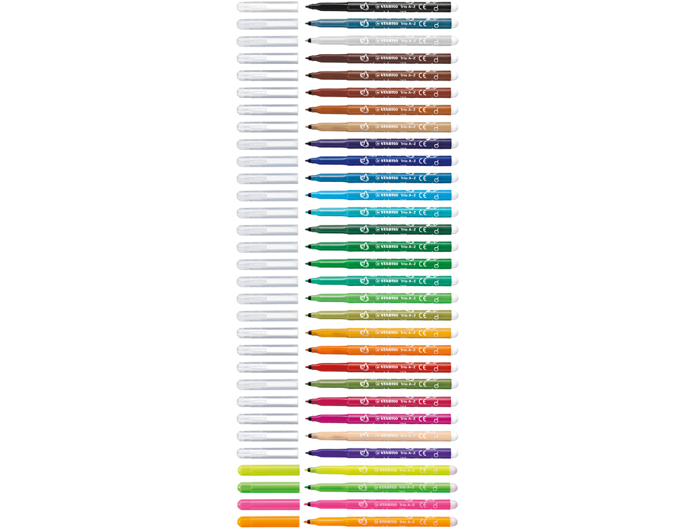 ROTULADOR ESCOLAR STABILO TRIO A-Z BOLSA DE 18 UNIDADES COLORES SURTIDOS