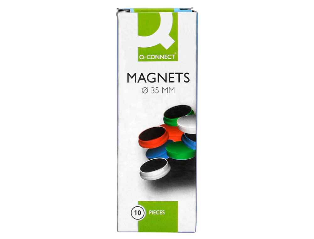 IMAN PARA SUJECION Q-CONNECT IDEAL PARA PIZARRAS MAGNETICAS35 MM COLORES SURTIDOS CAJA DE 10 UNIDADES
