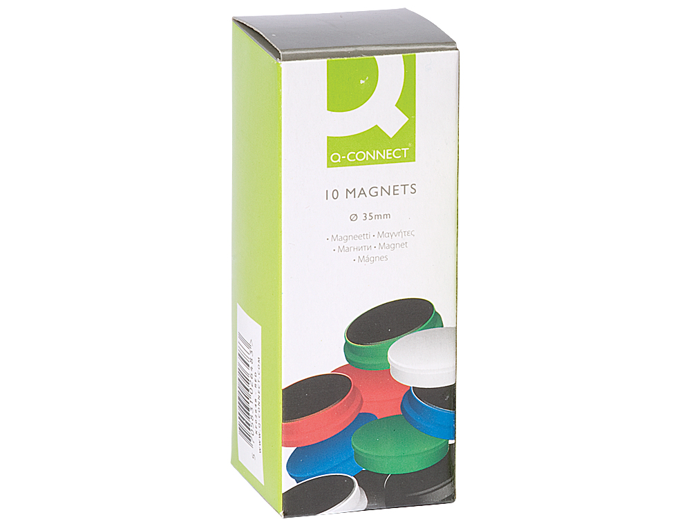 IMAN PARA SUJECION Q-CONNECT IDEAL PARA PIZARRAS MAGNETICAS35 MM COLORES SURTIDOS CAJA DE 10 UNIDADES