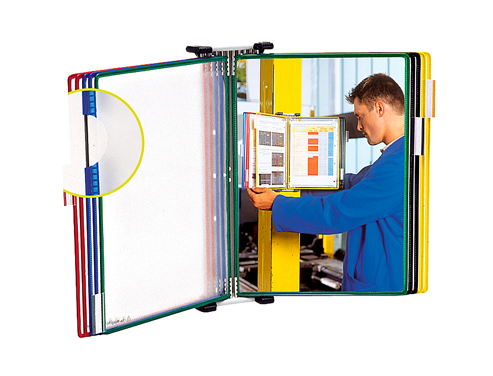 PORTACATALOGO DE PARED METALICO TARIFOLD CON 10 FUNDAS DIN A4 COLORES SURTIDOS