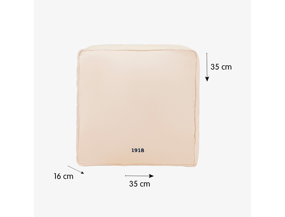 COJIN MILAN GOMA 430 SINCE 1918 TEJIDO ATERCIOPELADO FUNDA EXTRAIBLE COLOR BEIGE 350X350X160 MM