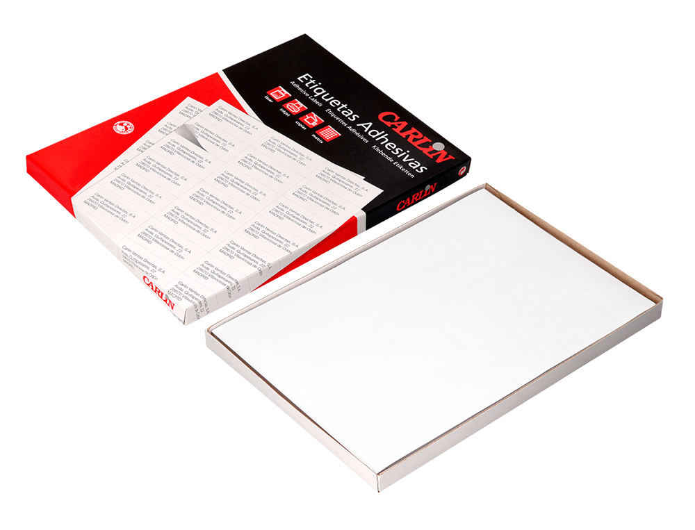 ETIQUETA ADHESIVA CARLIN 210X297 MM FOTOCOPIADORA LASER INK-JET CAJA DE 100 HOJAS DIN A4