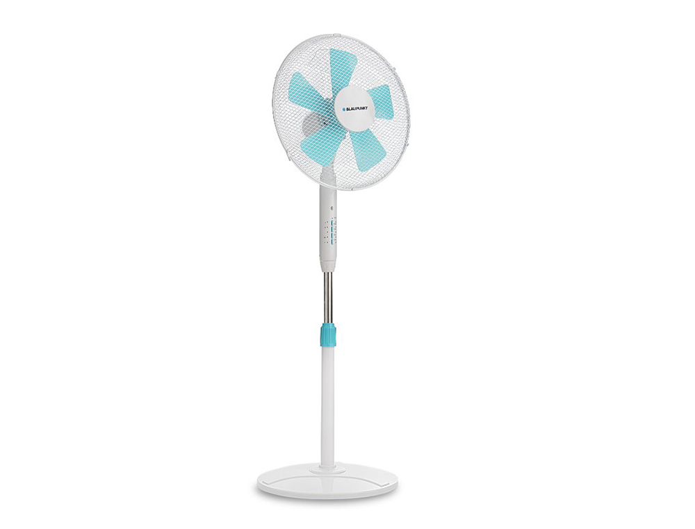VENTILADOR BLAUPUNKT PIE BASE REDONDA 5 ASPAS 3 VELOCIDADES ALTURA REGULABLE CON MANDO DISTANCIA+TEMPORIZADOR 45W