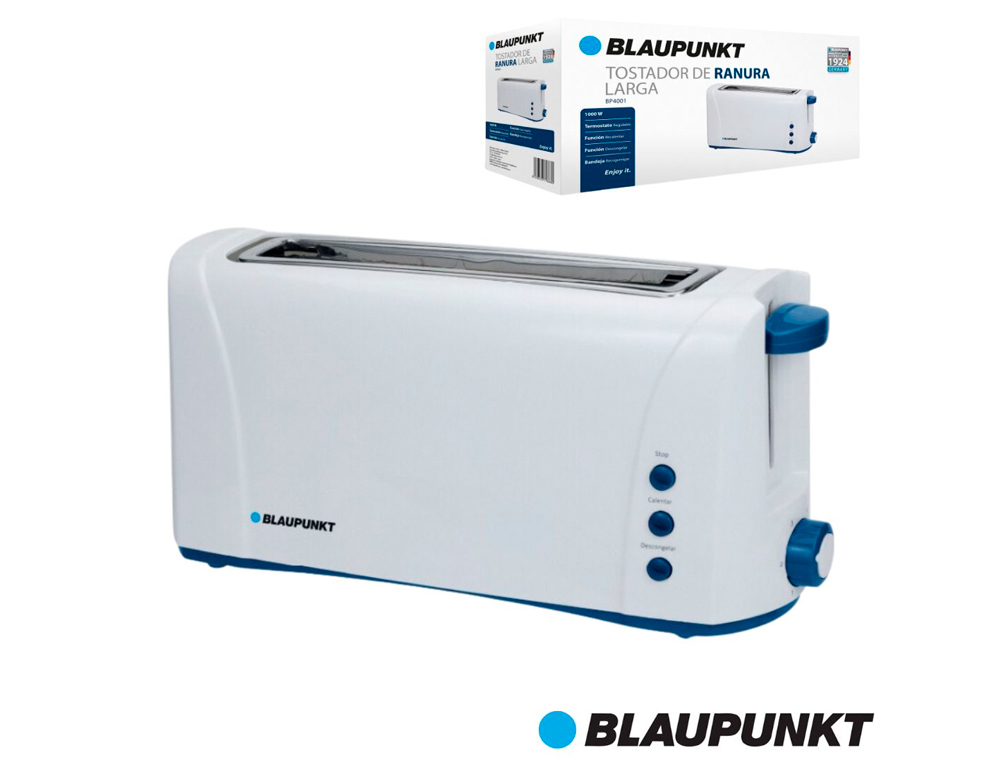 TOSTADOR BLAUPUNKT BOCA ANCHA 220V-1000W TERMOSTATO 6 NIVELES BOTON PARADA COLOR BLANCO
